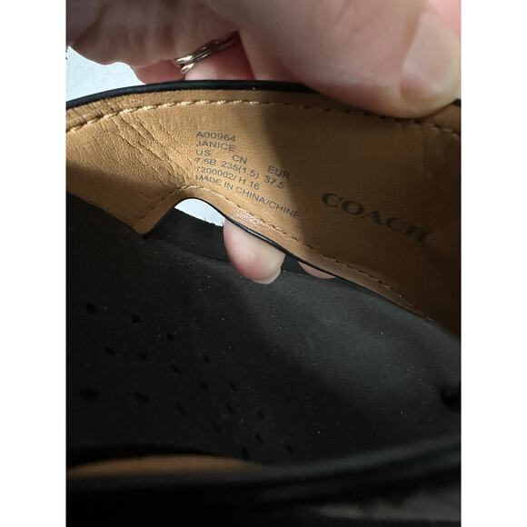 Coach Janice Women 7.5B Black Signature Slip-On Wedge Sandals Preppy Resort Trip - Picture 2 of 10